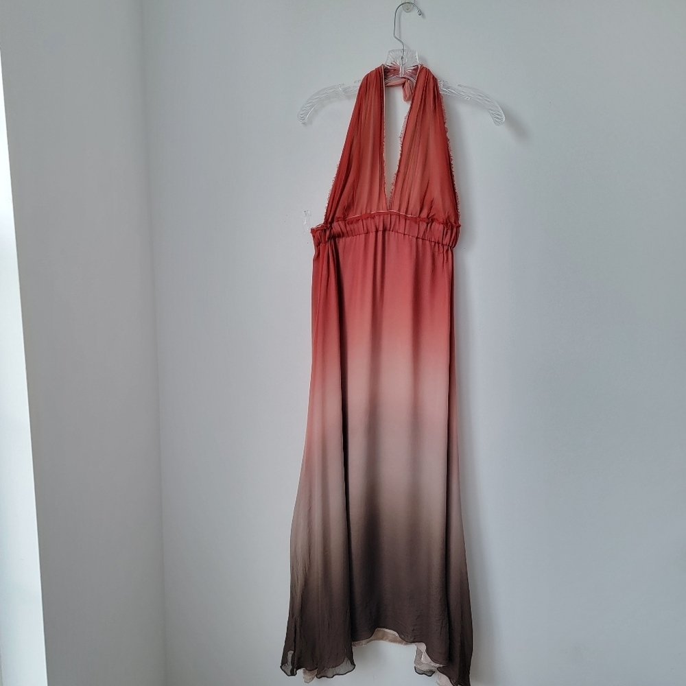 FLAW LA TROUPE  100% Silk Ombre Beach Maxi Dress Size Medium